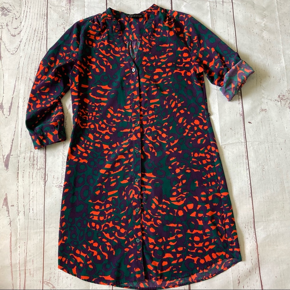 Attention Women’s M Medium Roll Tab Sleeve Dress Animal Leopard Print Miss Belt